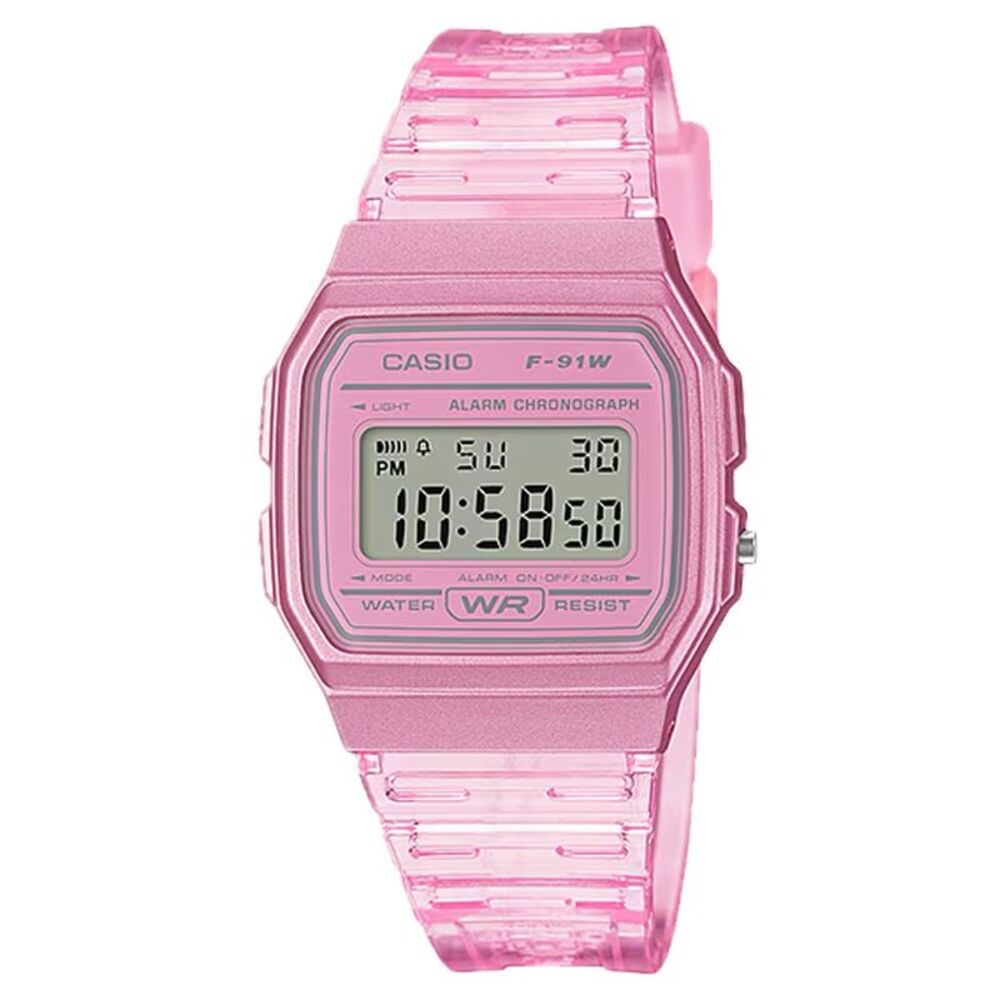 Casio Men's Transparent Red Digital Watch - F-91WS-4CF